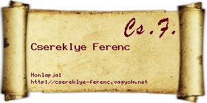 Csereklye Ferenc névjegykártya